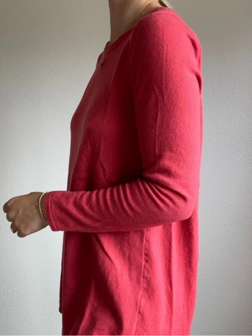Soft Surroundings "Sirena" dahlia red Long sleeves, scoop neck sweater tunic